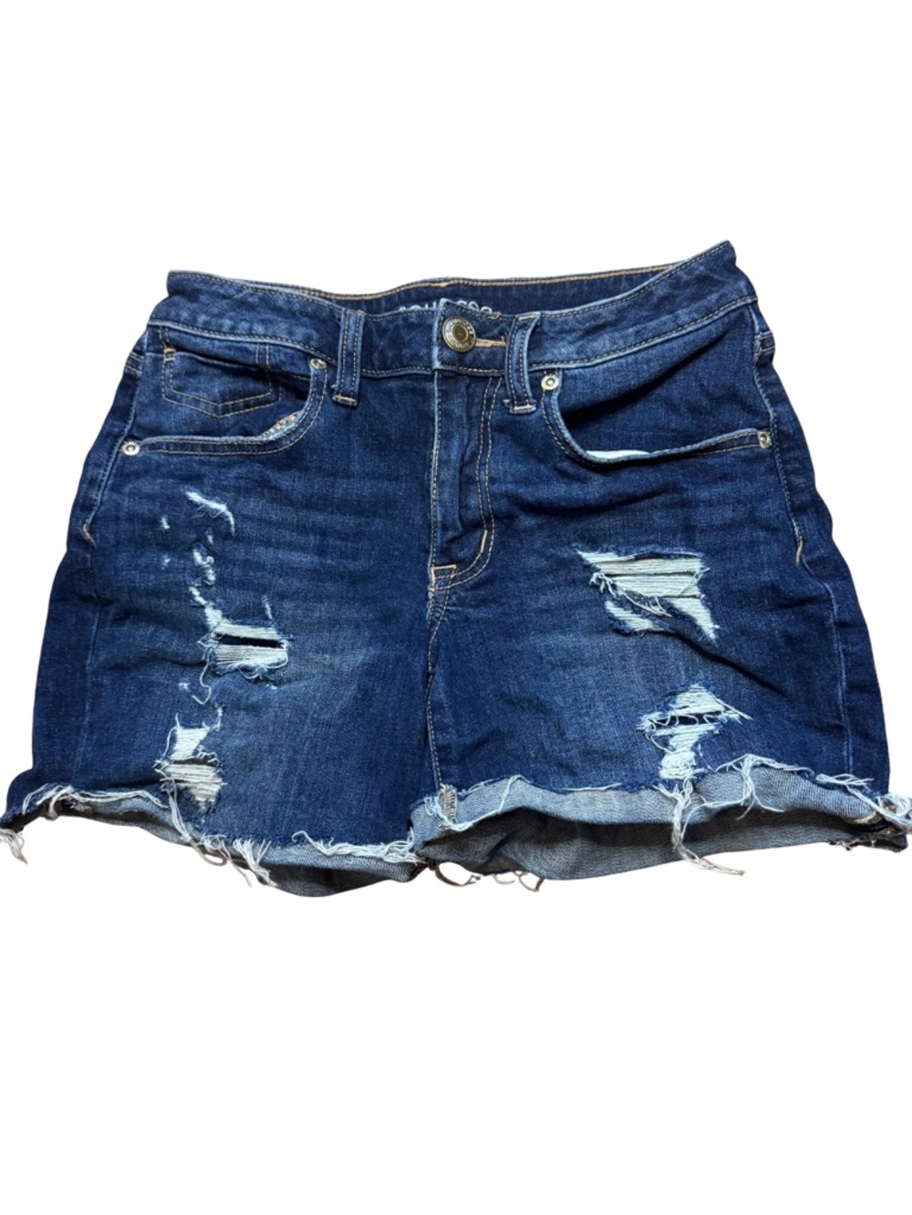Maurices Dark Blue Distressed Denim Shorts